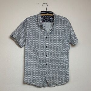 Men's Casual Gray Patterned Button Down Shirt